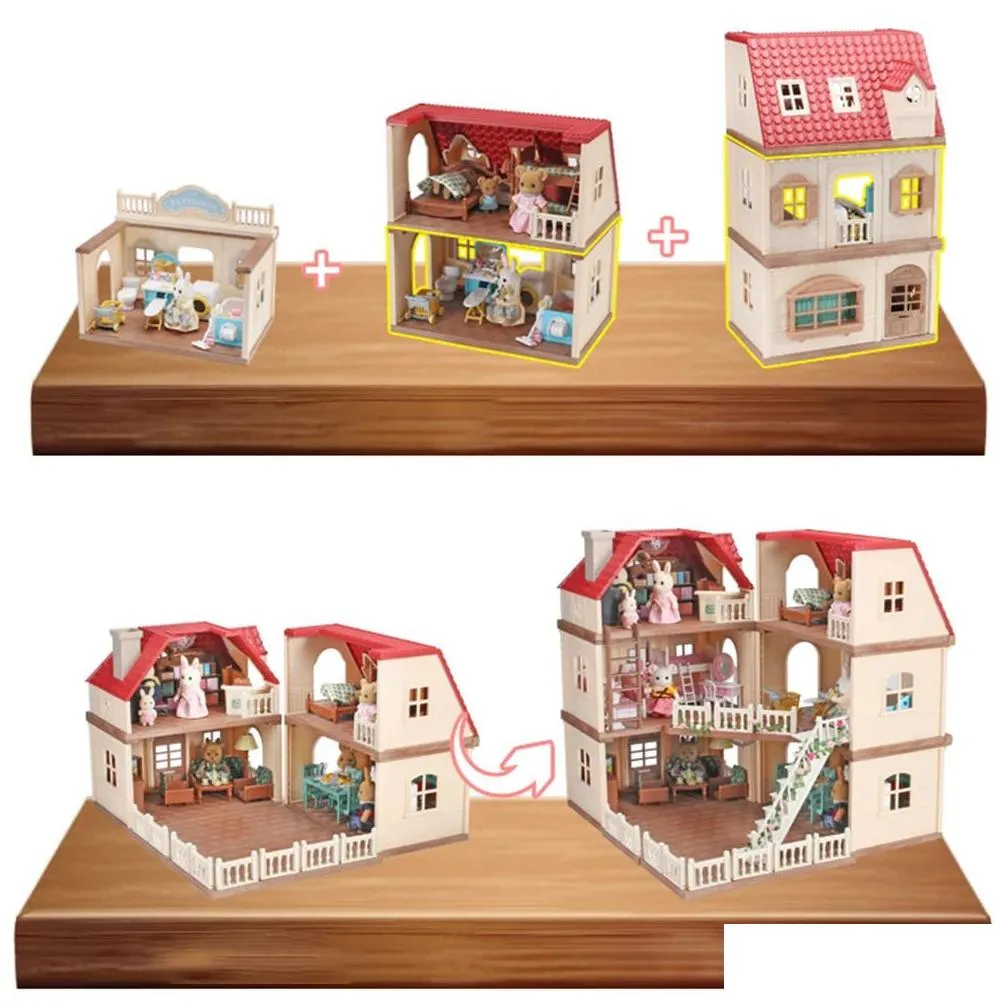Doll House Accessories 1 12 Miniature Furniture Forest Family Home Kitchen Toy Minllhouse Simation Room Set Girl Play Toys Gift Drop Dhh8X