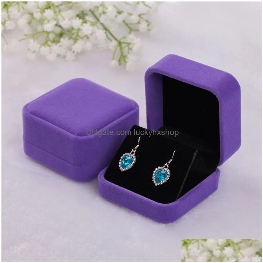 Jewelry Boxes 6 Colors Fashion Veet Jewelry Boxes Cases For Only Dangle Earrings Wedding Gift Packaging Display Size 70Mmx80Mmx40Mm Dr Dhfgm