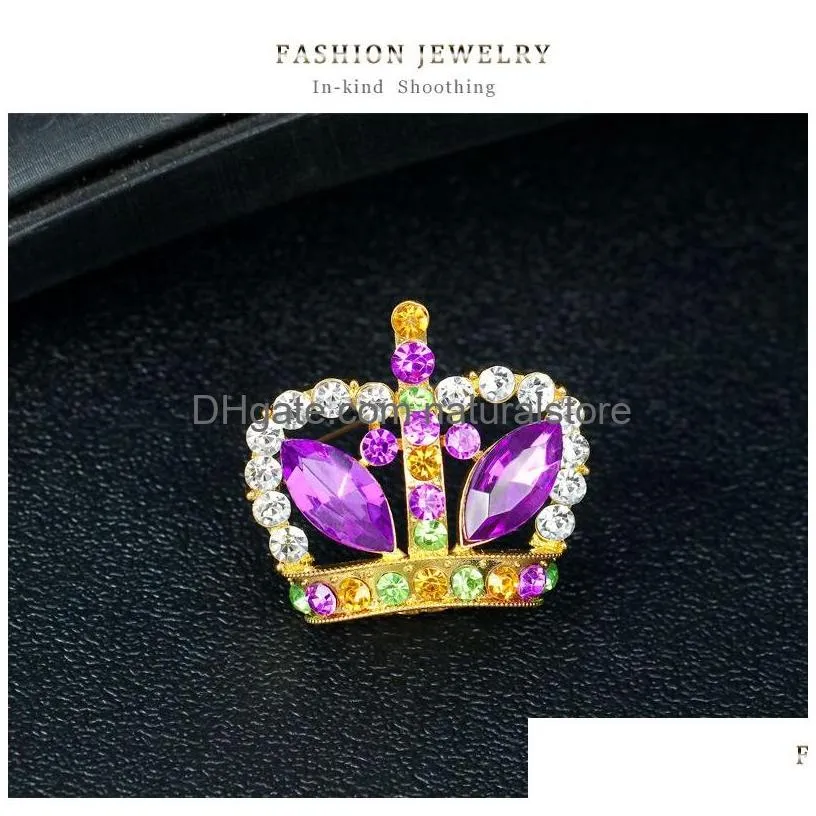 Pins, Brooches New Crystal Rhinestone Princess Queen Crown Brooch Pin Tiara Brooches For Women Girls Wedding Party Banquet Birthday D Dh4Ap