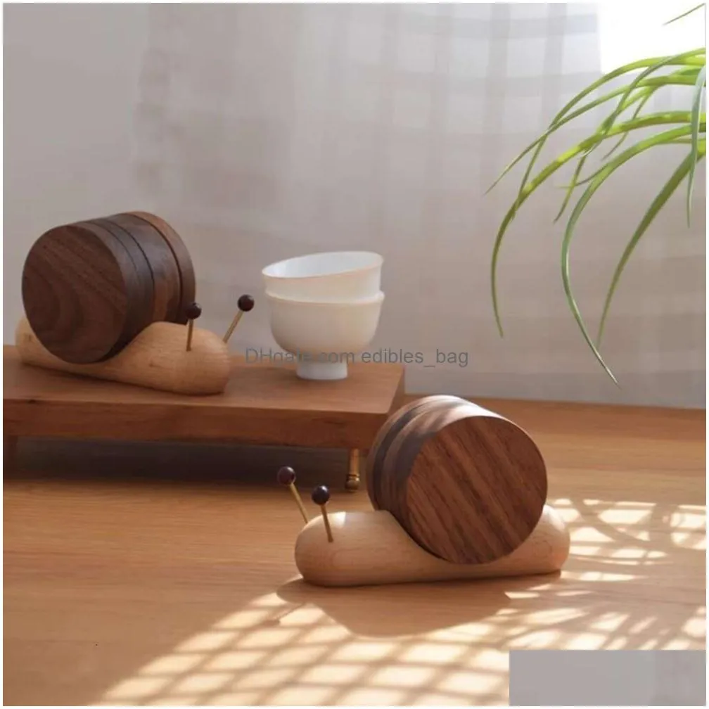 snail thermal insulation anti scalding set ornament magnetic holder tea cup bowl mat creative and cute coaster