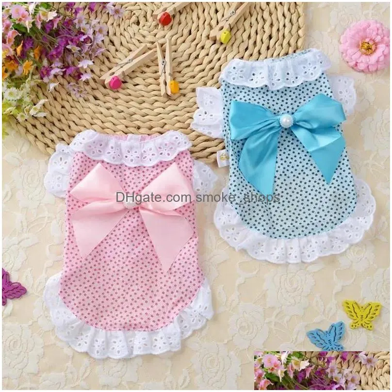 cat costumes pet dress broken flower lace small medium cats dogs skirts spring and summer 2 color xs-l cute bow clothes