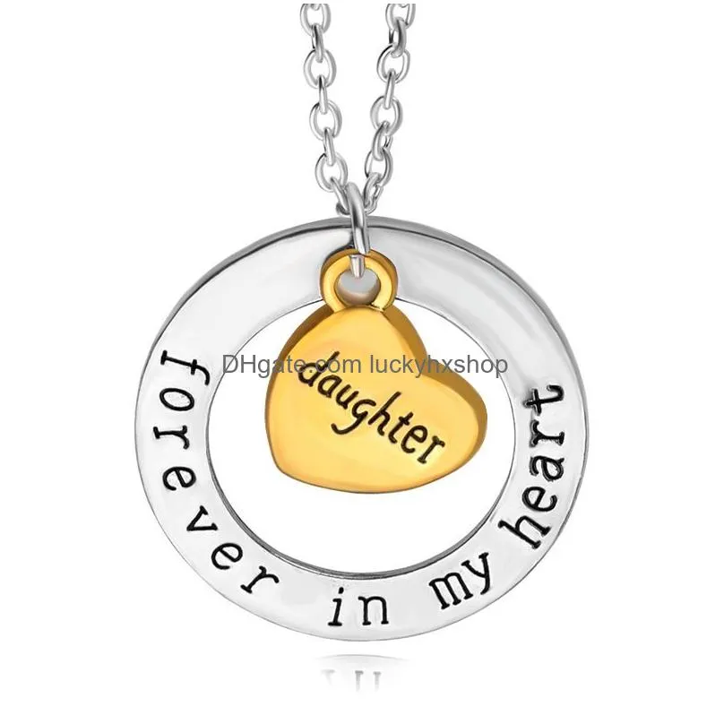 Pendant Necklaces In My Heart Necklaces For Women Family Member Grandpa Grandma Mom Dad Daughter Son Love Pendant Chains Fashion Jewel Dhtaw