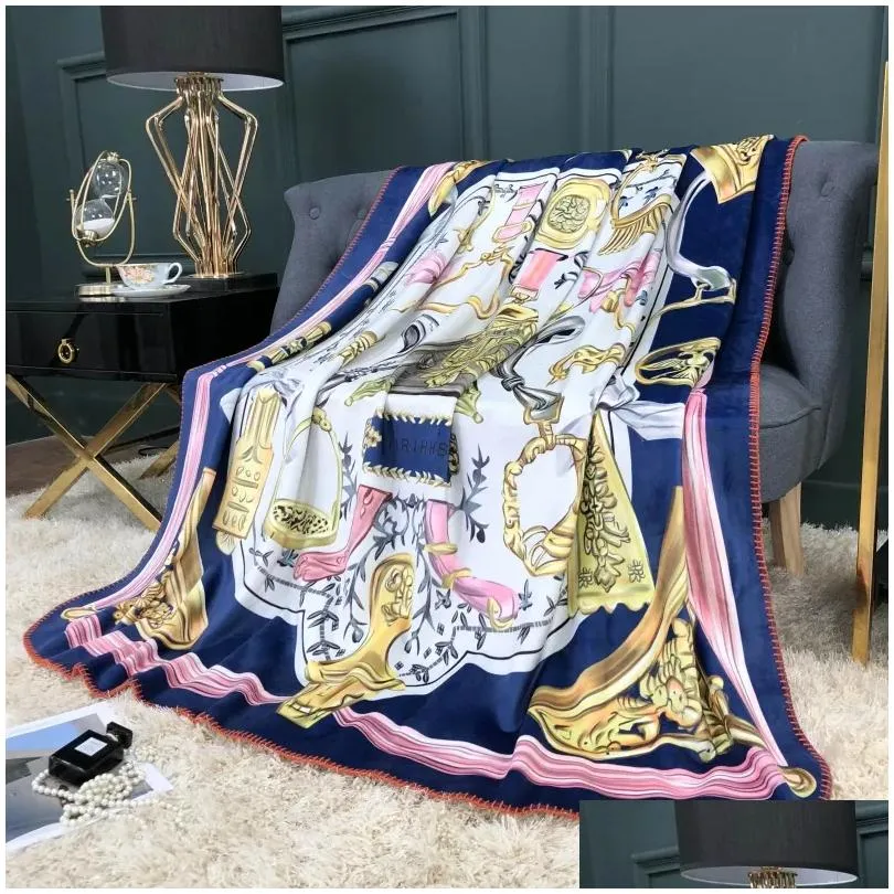 Blanket Thickening Top Quailty Gold Orange H Veet Horse Big Size 3 Thick Home Sofa Selling Drop Delivery Home Garden Home Textiles Dhiro