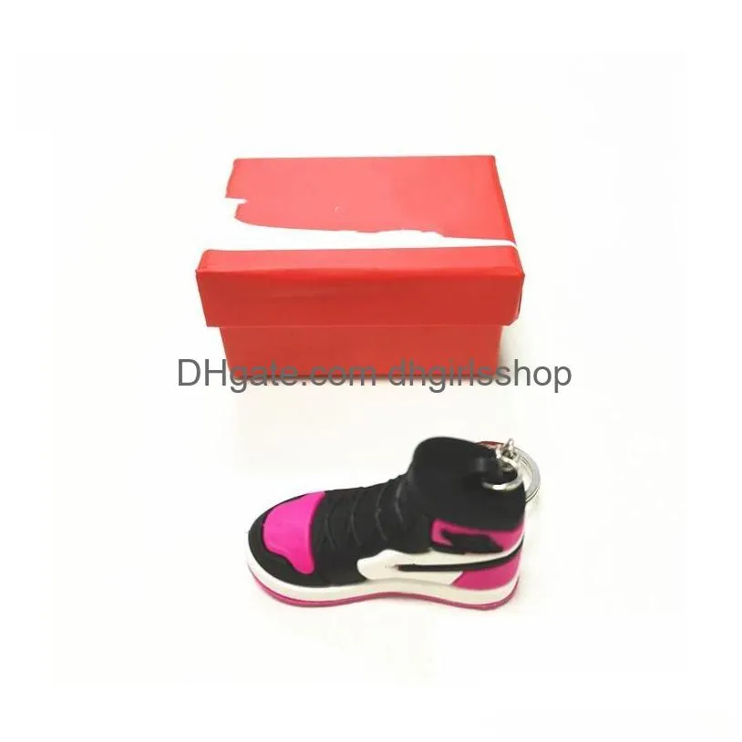 Keychains & Lanyards 14 Colors Wholesale Designer Mini Sile Sneaker Keychain With Box For Men Women Kids Key Ring Gift Shoes Keychain Dhx1V