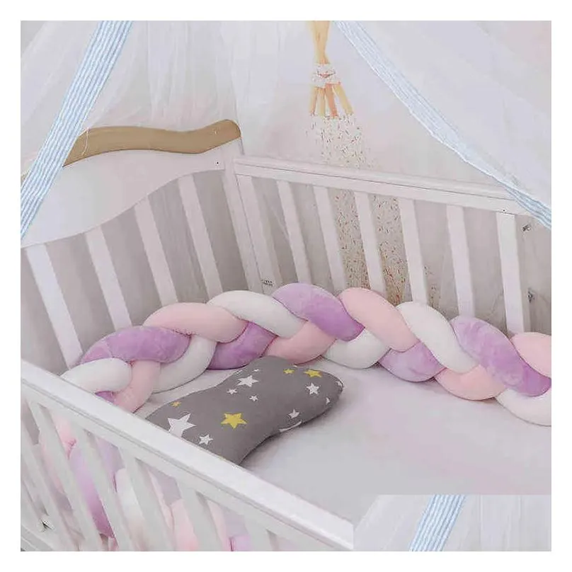 Bed Rails 100Cm Bed Braid Knot Pillow Cushion Bumper For Infant Kids Crib Protector Cot Room Decor Anti-Collision 29 Drop Delivery Bab Dh9Kn