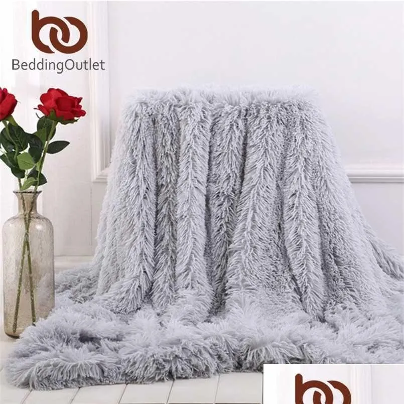beddingoutlet shaggy throw blanket super soft plush bed cover fluffy faux fur blanket fleece blankets for beds couch sofa manta 211122
