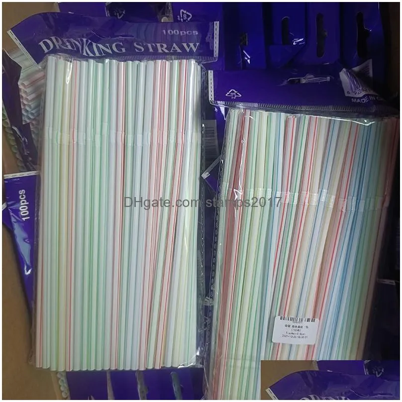 straw for plastic multicolore drinking straws 100-600 pcs kitchen party bar beverage supplies disposable striped elbow rietjes