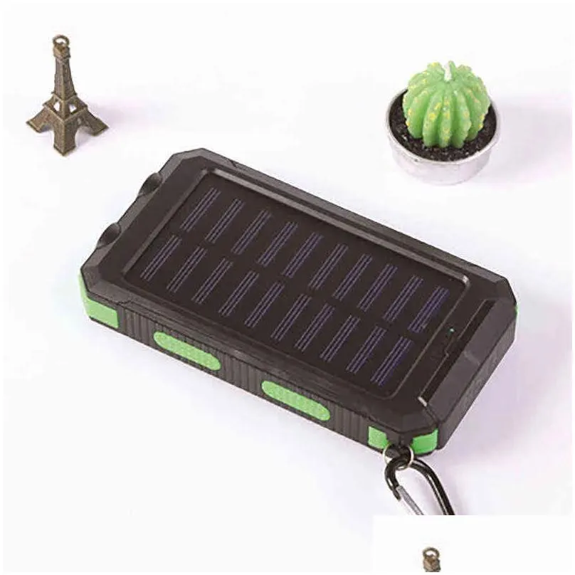 solar power bank mah waterproof portable solar  power bank external battery power bank with led camping light j220531