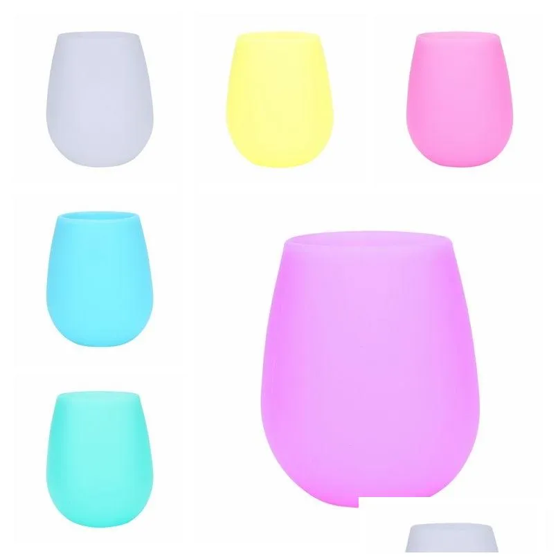 Wine Glasses Portable Durable Sile Wine Goblet Cocktail Water Cup Glasses Unbreakable Anti Slip Outdoor Shatterproof Beer Champagne Wh Dhpso