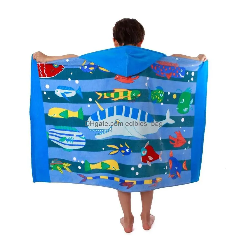 cartoon beach oversized children can wear bathroom shower pure cotton hooded bath towel bathrobe