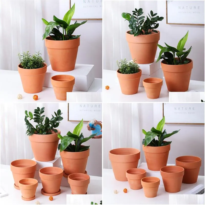 Planters & Pots Low Temperature Ceramic Flower Pots Red Y International Breathable Clay Succent Green Plant Containers Landscape Garde Dhidm