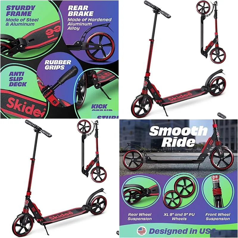 Other Scooters Scooter For Kids Ages 6 12 - Scooters Teens- Adt With Anti-Shock Suspension 8 Years And Up 4 Handlebar To 41 Inches Dro Dhpl5