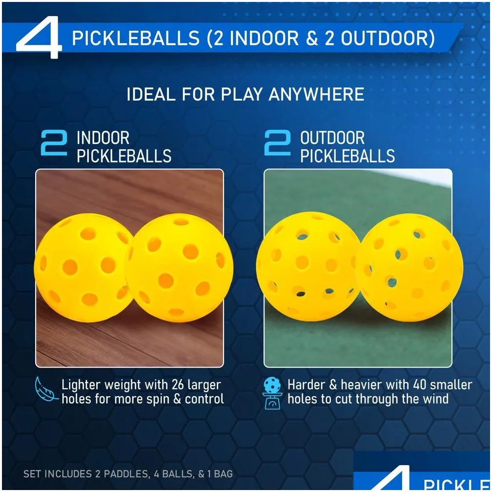 Other Sporting Goods Ben Johns Blue Lightning Pickleball Set 2 Paddles Paddle Bag 4 Drop Delivery Sports Outdoors Dh64Z