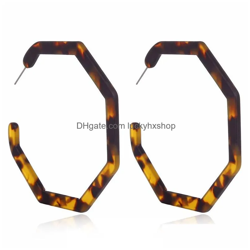 Dangle & Chandelier New Leopard Print Acrylic Acetic Acid Sheet Dangle Earrings For Women Geometric Circle Square Long Drop Statement Dhwym