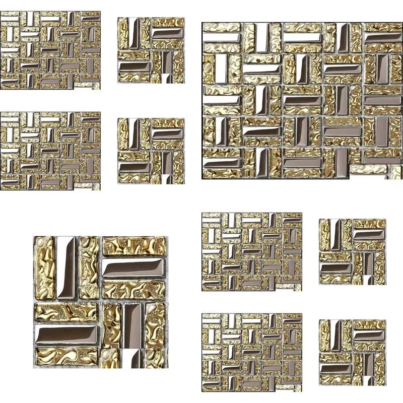 electroplated silver yellow gold glass mosaic kitchen tile backsplash cgmt1901 bathroom wall tiles2605503