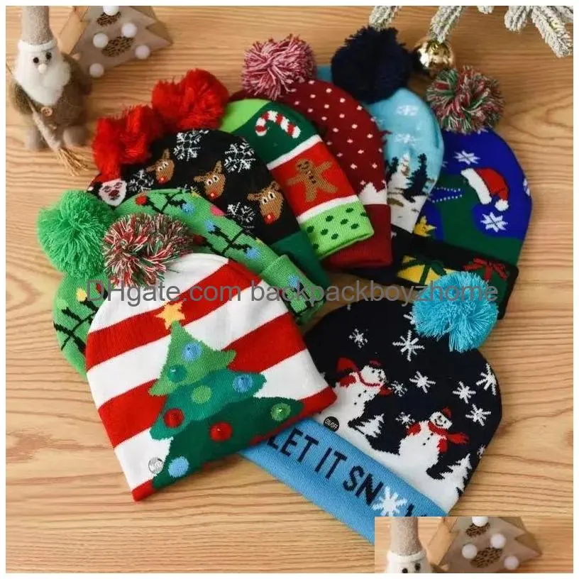 Party Hats Fashionable Christmas Led Light Knitted Hat Lantern Party Warm Adt Ball Wholesale 1103 Drop Delivery Home Garden Festive Pa Dhhqo