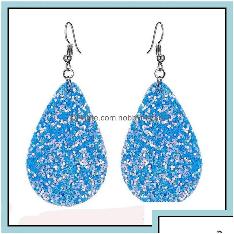 dangle chandelier earrings jewelry 12 styles bohemia water drop leather for women sequins pu valentines day fashion gifts delivery 2021