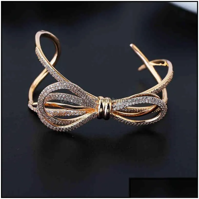 bangle bracelets jewelry ladys elegant luxury bangles beautif bow-knot design very girl charm adjustable for women 210408 drop delivery