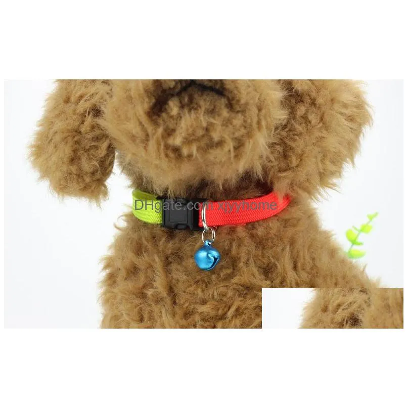 Cat Collars & Leads Rainbow Dog Cat Bell Collar Adjustable Outdoor Comfortable Nylon Pet Collars For Small Dogs Puppies Supplier Drop Dh6Yq