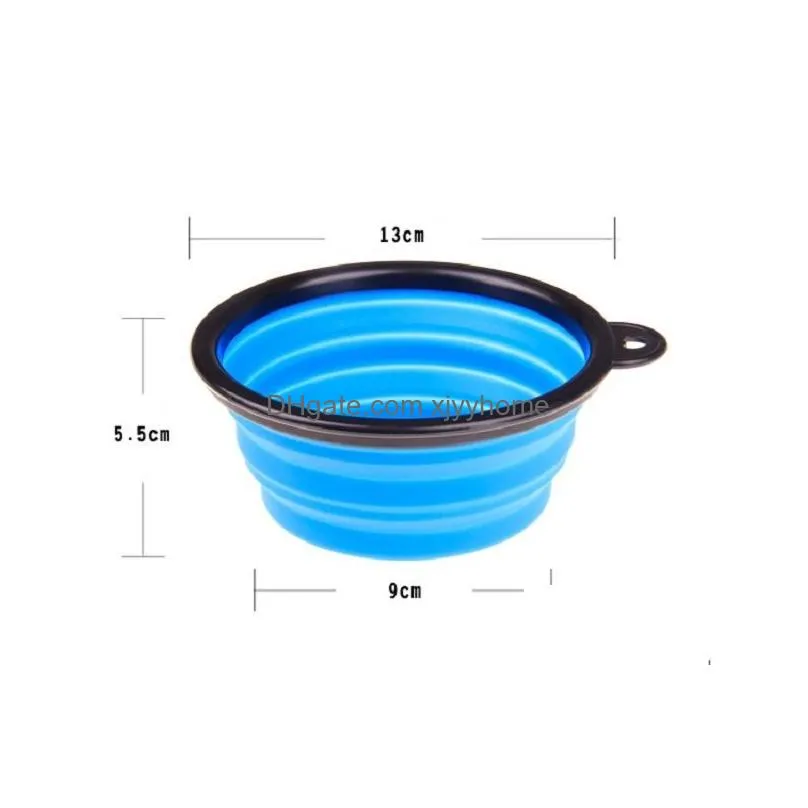 Dog Bowls & Feeders Portable Collapsible Pet Dog Cat Feeding Bowls With Buckle Compact Outdoor Travel Sile Feeder Wholesale Drop Deliv Dhrw8