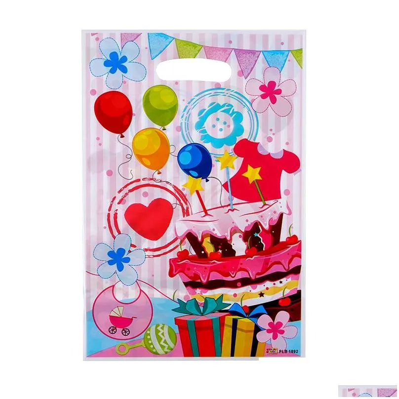 Packing Bags Wholesale 10Pcs/Lot 25X16Cm/10X6Inch Candy Bag Plastic Printed Cookie Package Wedding Birthday Party Decor Diy Gift Packa Dhmh1