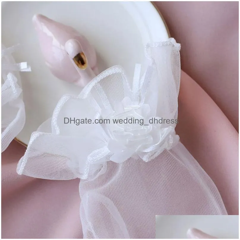 bridal gowns accessories thin mesh flowers with fingers short gloves fashion glamour lady party role playing glove