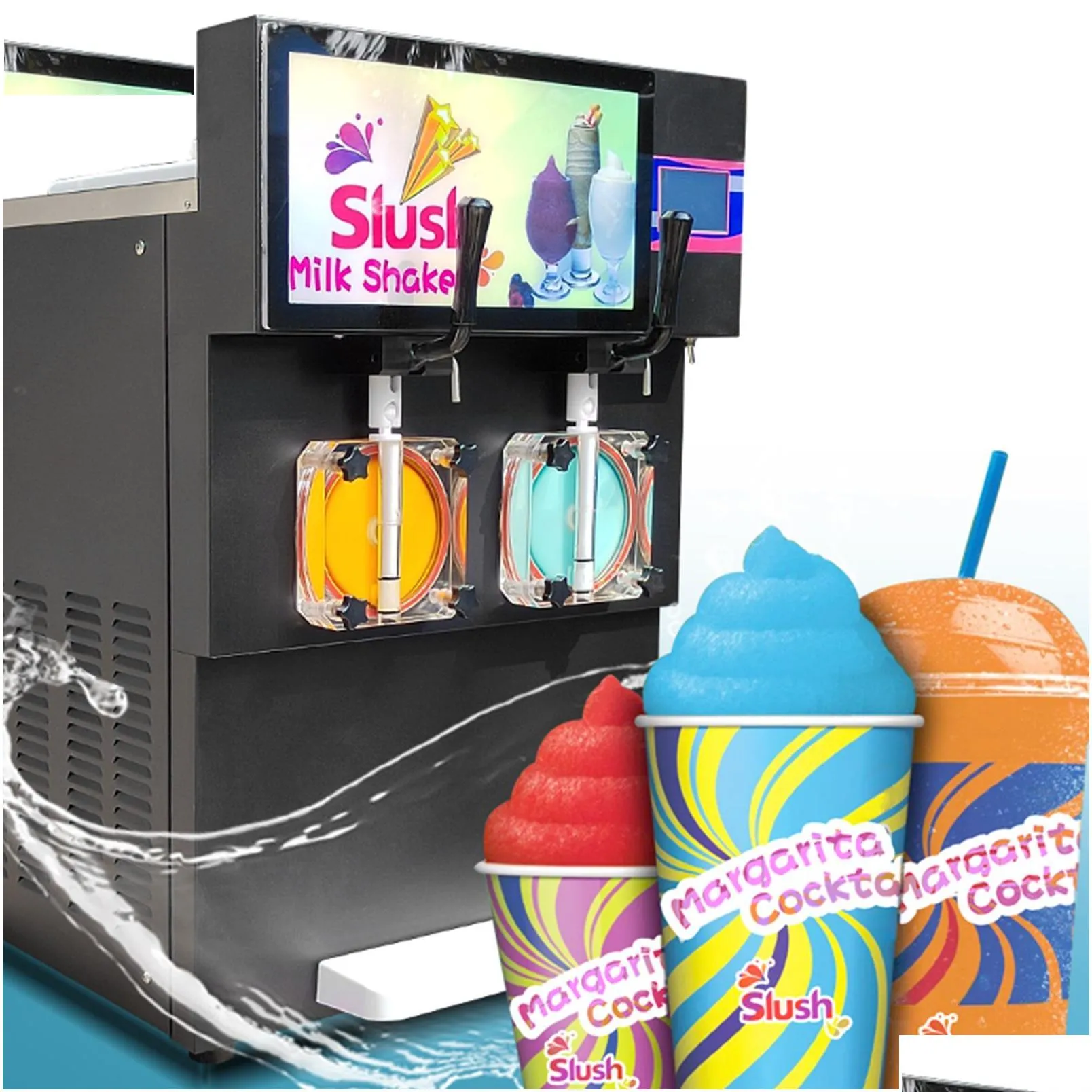 Other Kitchen, Dining & Bar Sy Double-Tank Frozen Drink Maker Margarita Hine With Led Touch Sn Advertising Light Box Perfect For Snack Dhpfq