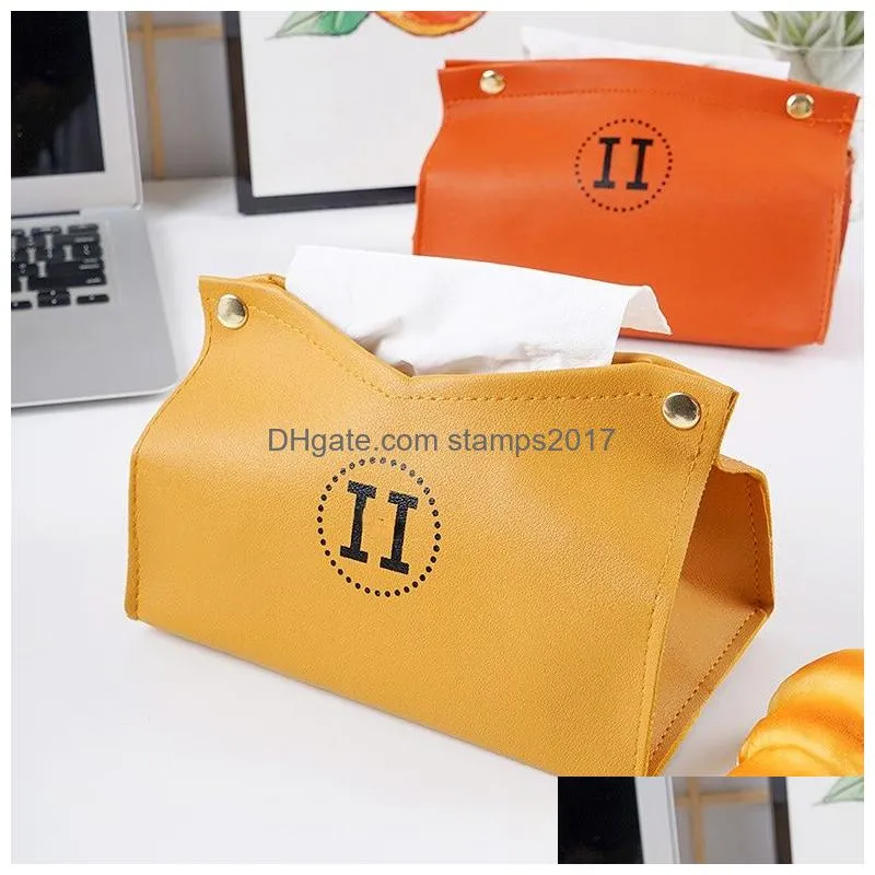 leather tissue box paper extraction box living room home creative tissue boxs car desktop tissue boxs pu leather