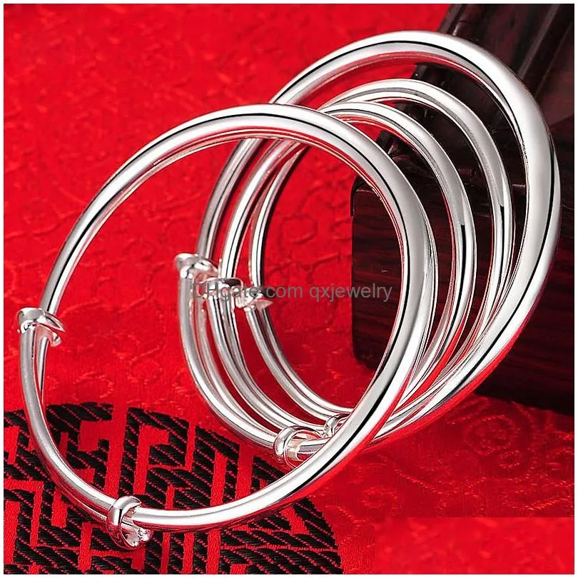 Bangle Allergic Lovely Baby Bangles Bracelets Adjustable Size S999 Sier Smooth Polished Nice Birthday Gift Drop Delivery Jewelry Brac Dhkjq