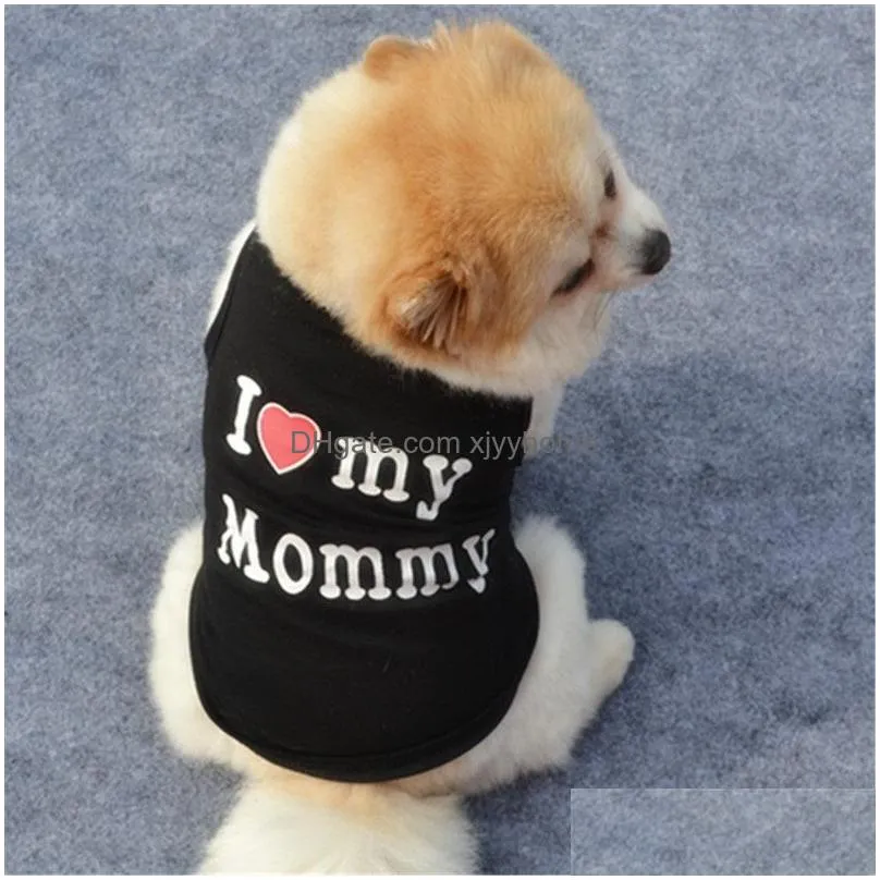 Dog Apparel Fashion Pet Puppy Summer Shirt Small Dog Cat Clothes Mommy Daddy Vest T 5 Colors Drop Delivery Home Garden Pet Supplies Do Dh5Nl