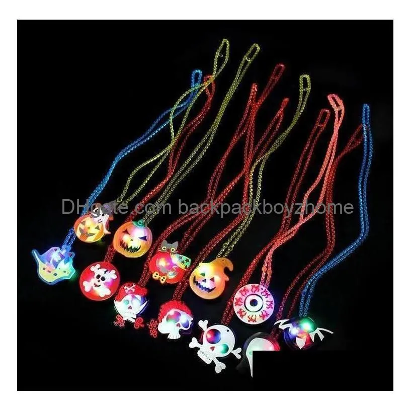 Christmas Decorations Christmas Light Up Flashing Necklace Decorations Children Glow Cartoon Santa Claus Pendent Party Led Toys Suppli Dhu8V