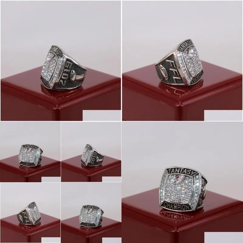 factory wholesale price 2019 fantasy football champion ring usa size 7 to 15 with wooden display box drop 