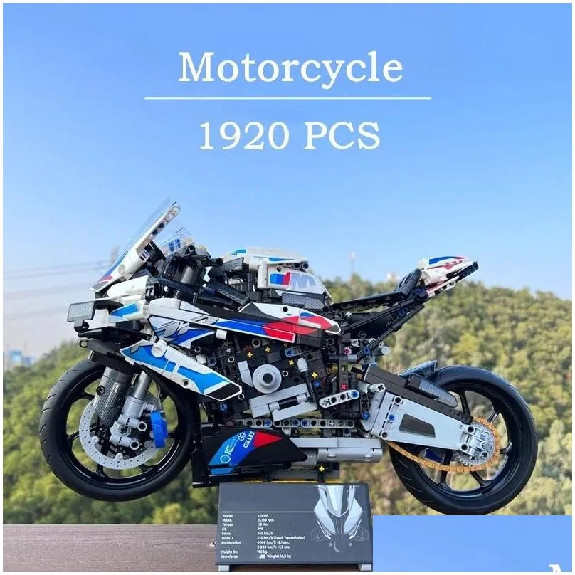 Blocks 1920 Pcs Technical Super Speed M 1000Rr Motorcycle Moc Building Block Compatible 42130 Motorbike Model Vehicle Bricks Toys Dro Dhbhi