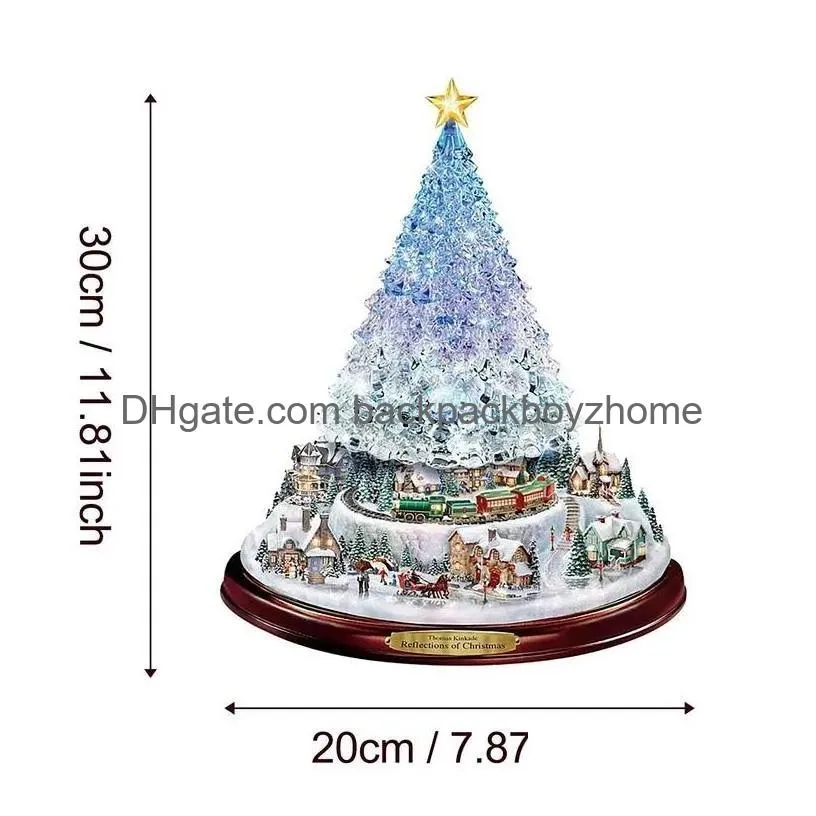 Christmas Decorations Tree Rotating Scpture Train Paste Window Stickers Winter Home Decoration 1024 Drop Delivery Dho51