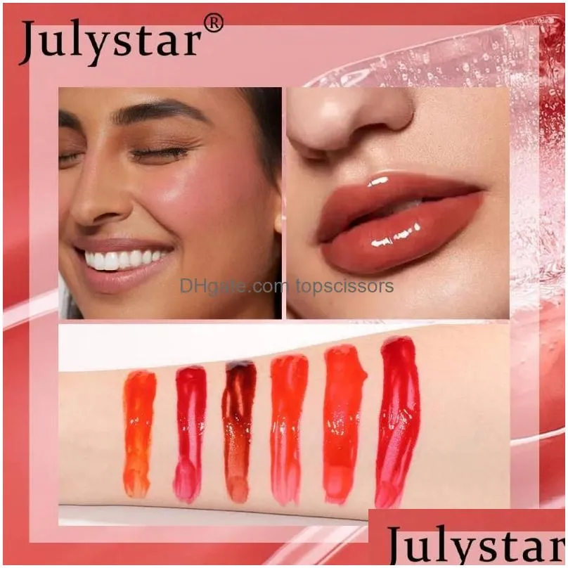 Lip Gloss 6 Colors Water Easy To Color Waterproof Long Lasting Moisturizing Fruit Tint Non-Sticky Liquid Lipstick Cosmetics Drop Deli Dhuhg