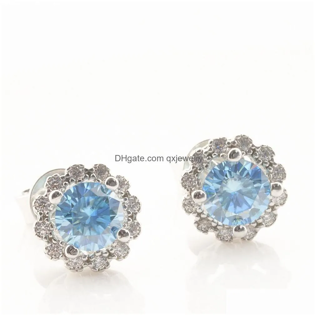 Stud New Trendy Fashion 925 Sterling Sier White Gold Plated 0.5Ct Blue Moissanite Studs Earrings Nice Gift Drop Delivery Jewelry Earr Dhfdl