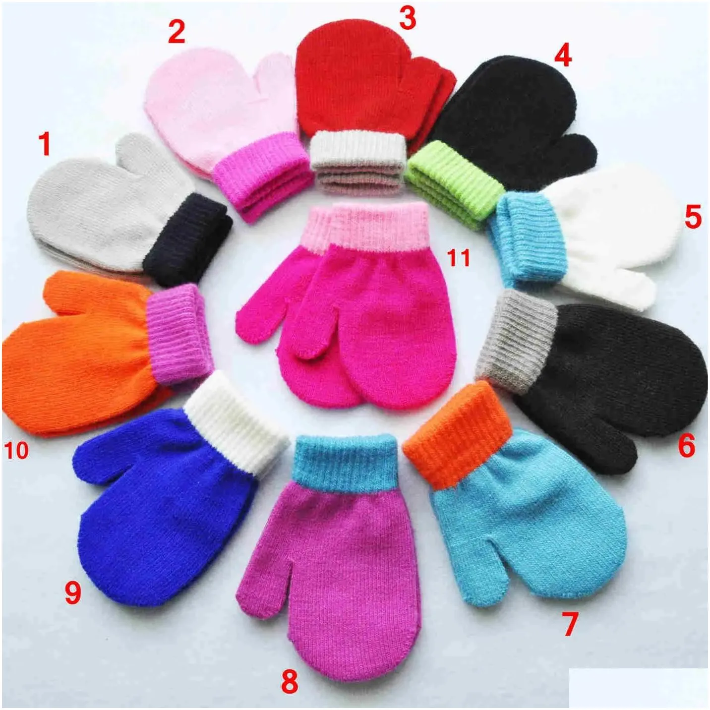 Children`S Mittens 2021 1-4 Year Garten Kids Warm Finger Gloves In Winter Infant Anti-Chaos Grabbing Acrylic Knitting Cute Drop Delive Dhuqz
