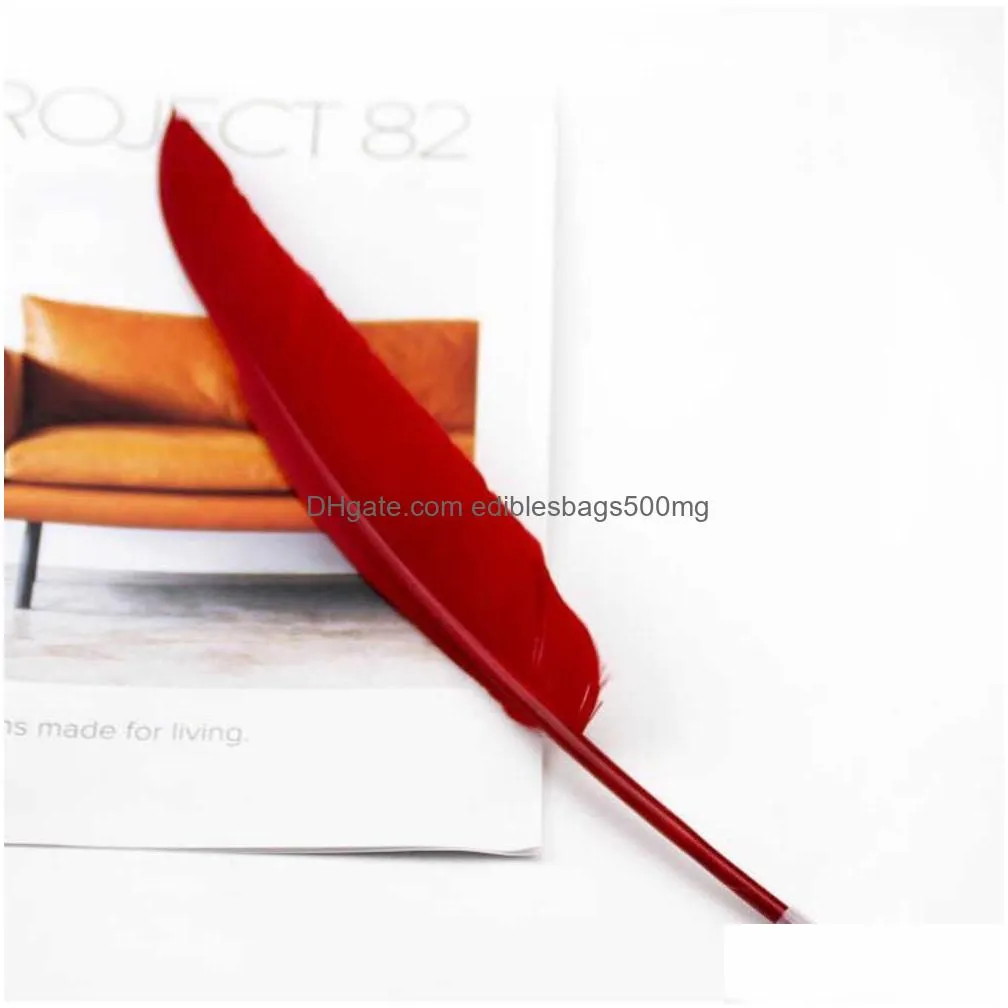 1000pcs retro style feather quill plastic ballpoint pen for office student home decor random color