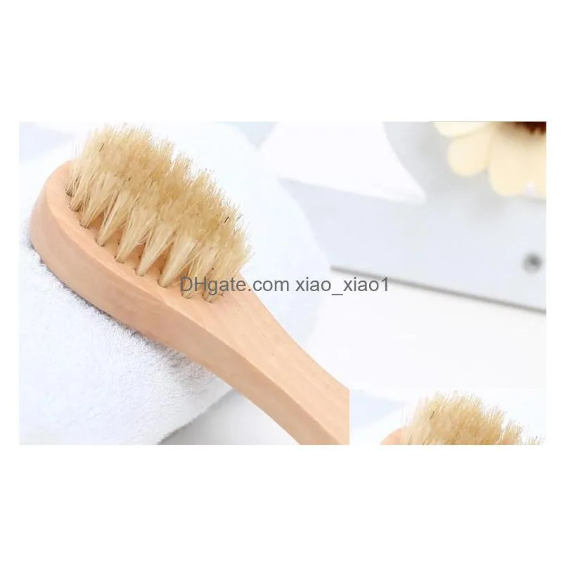 face cleansing brush for facial exfoliation natural bristles exfoliating face brushes for dry brushing with wooden handle