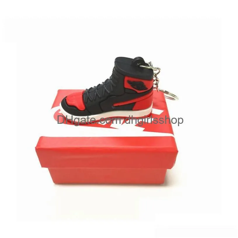 Keychains & Lanyards 14 Colors Wholesale Designer Mini Sile Sneaker Keychain With Box For Men Women Kids Key Ring Gift Shoes Keychain Dhkw1