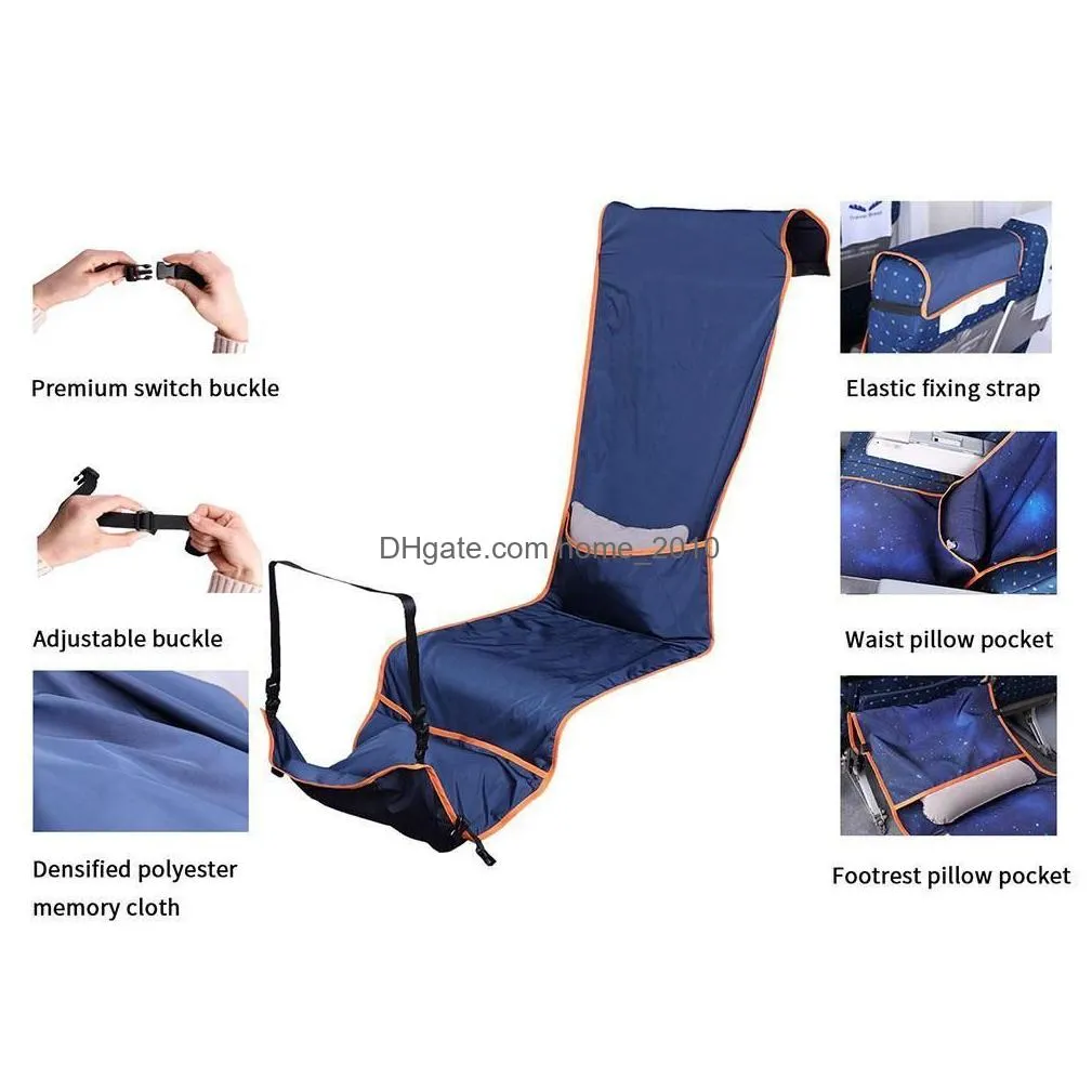 height adjustable footrest hammock with inflatable pillow seat cover for planes trains buses 190x40cm y2003274686958
