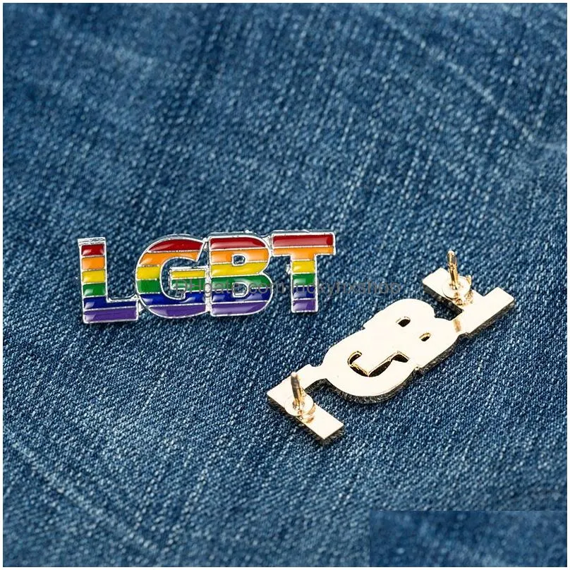 Pins, Brooches New Design Enamel Lgbt Pride Brooches For Women Men Gay Lesbian Rainbow Love Lapel Pins Badge Fashion Jewelry Accessor Dhqvi