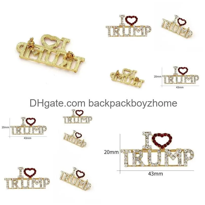 Arts And Crafts I Love Trump Rhinestones Brooch Pins Crafts For Women Glitter Crystal Letters Coat Dress Jewelry Brooches New Wly935 D Dhlzz