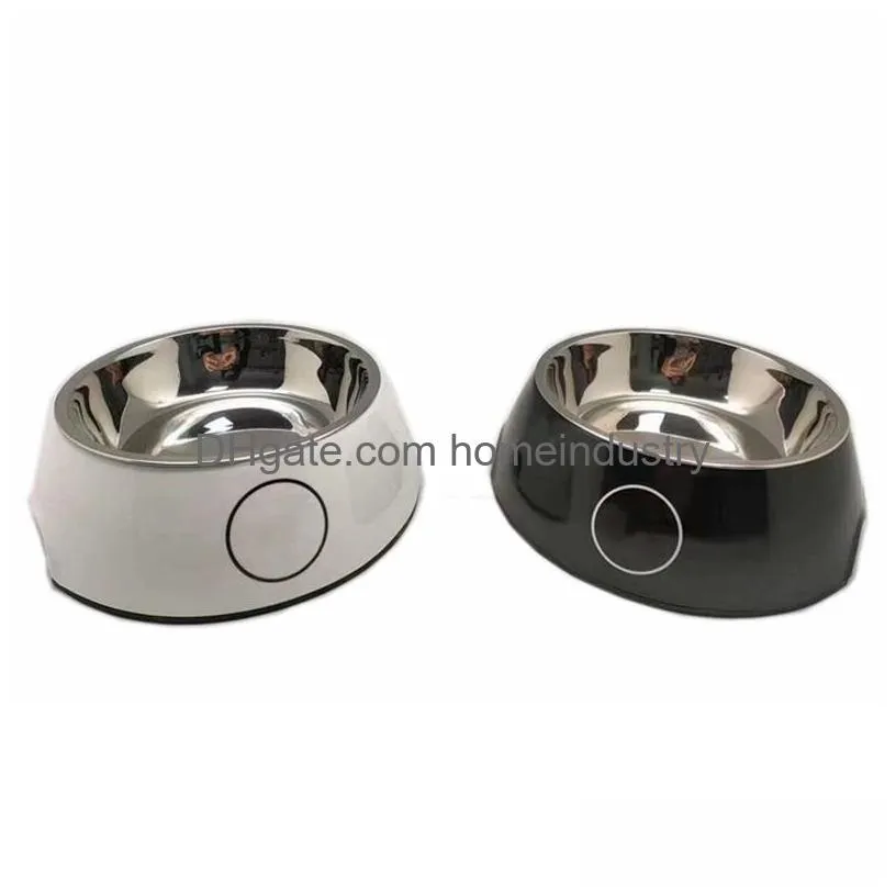 Designer Stainless Steel Dog Bowls No Mess Non Spill Water Bowl Rubber Base For Small And Medium Sized Food Dish Removable Pet Holder Dhisz