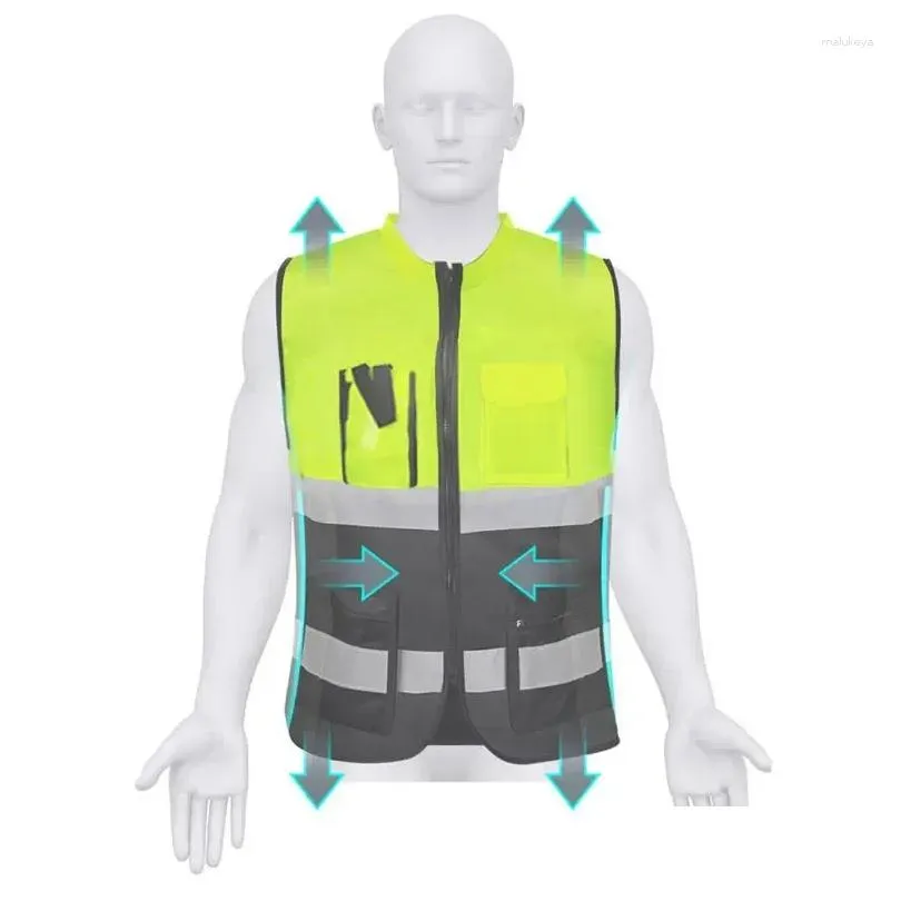 Motorcycle Apparel Night Work Security Running Cycling Safety Reflective Vest High Visibility Clothing J60F Drop Delivery Dhkg6