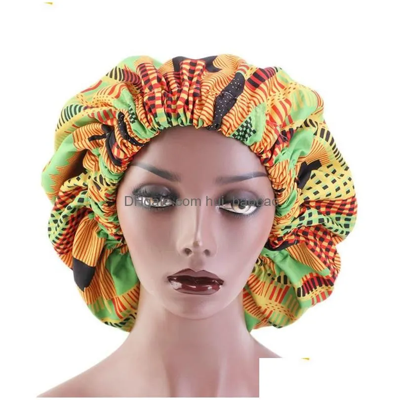 beanies extra satin lined bonnet women big size beauty print silk sleep night cap hat head cover whole 834178390