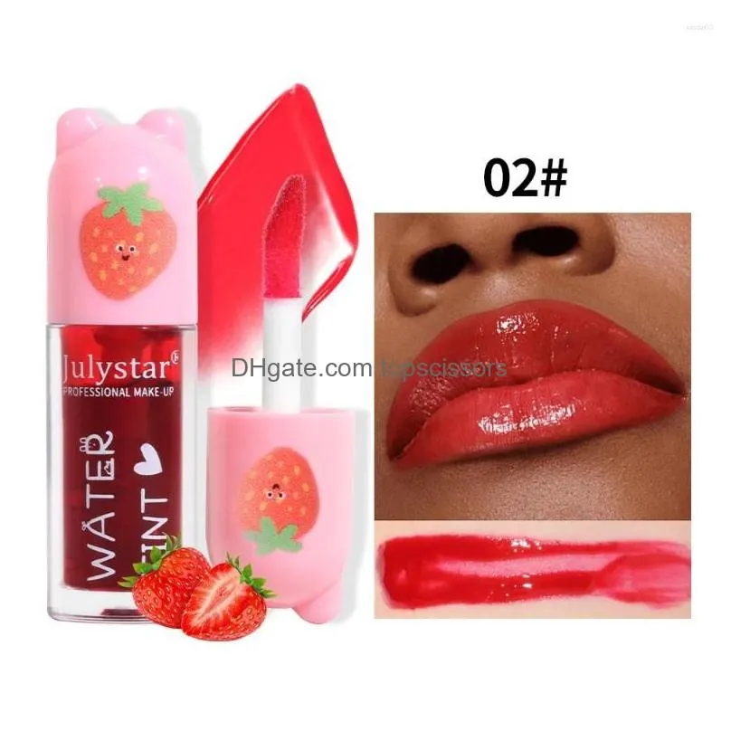 Lip Gloss 6 Colors Water Easy To Color Waterproof Long Lasting Moisturizing Fruit Tint Non-Sticky Liquid Lipstick Cosmetics Drop Deli Dhuhg