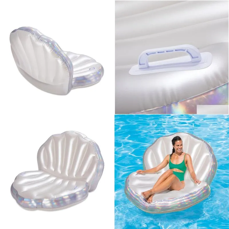 Air Inflation Toy Inflatable Holographic Seashell Pool Float Sier For Adts Uni Drop Delivery Sports Outdoors Water Sports Beach Equipm Dhrki