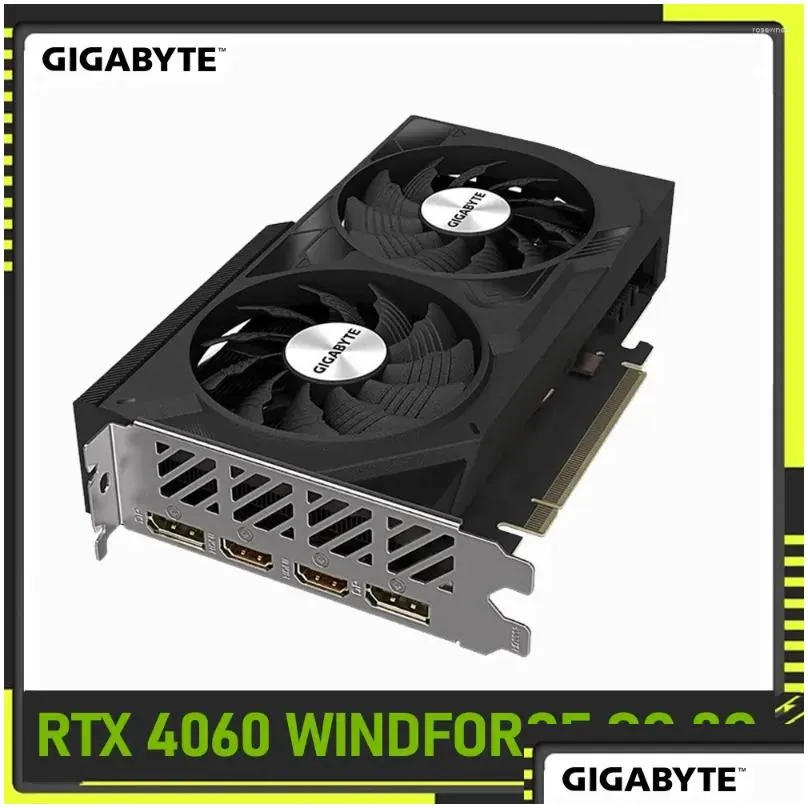 graphics cards gigabyte geforce rtx 4060 windforce oc 8g card 8gb 128-bit pci-e 4.0 gddr6 video double fans overlocking