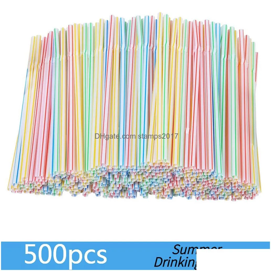 straw for plastic multicolore drinking straws 100-600 pcs kitchen party bar beverage supplies disposable striped elbow rietjes